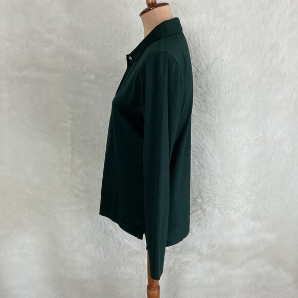 Tory Sport Green Tech Pique Long Sleeve Polo Shirt L - Picture 2 of 7